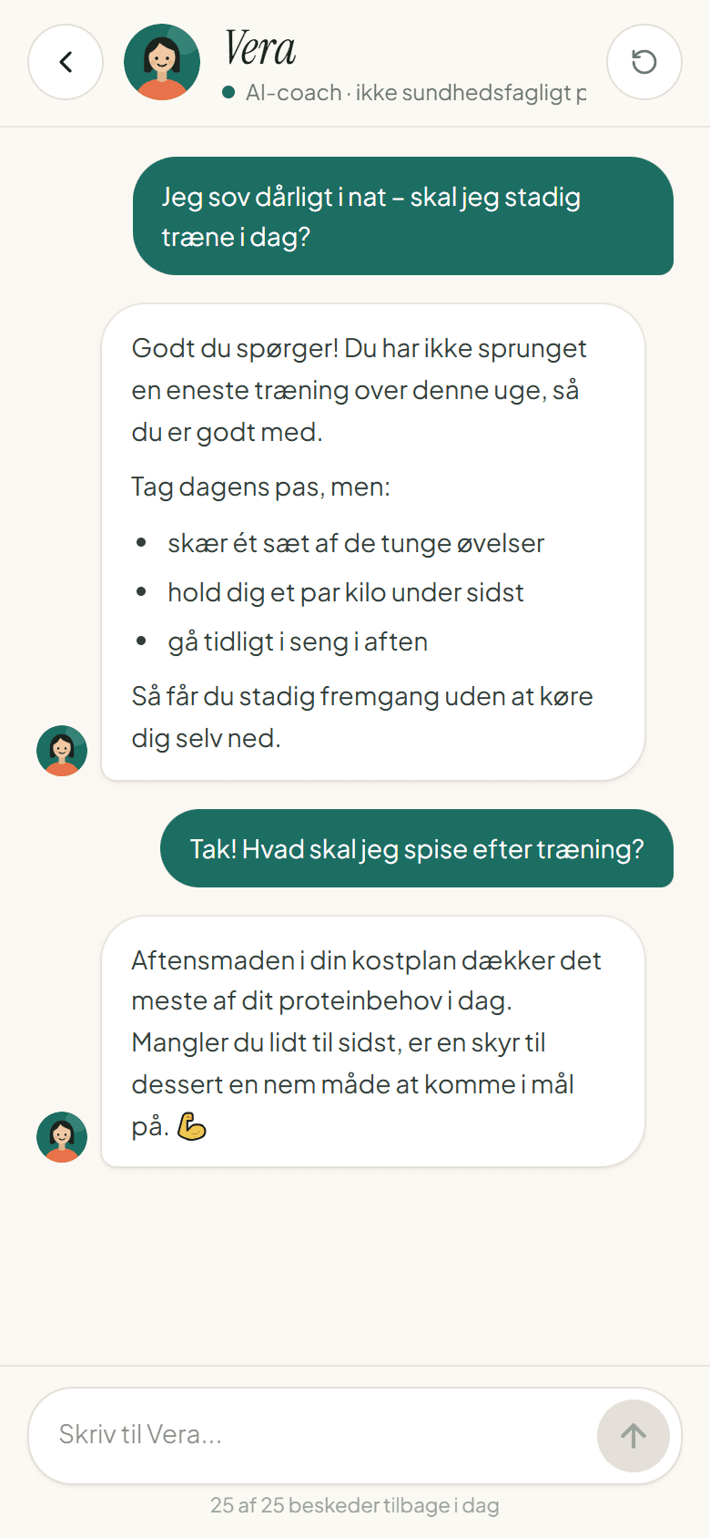 A conversation with Vera about training after a bad night and what to eat afterwards